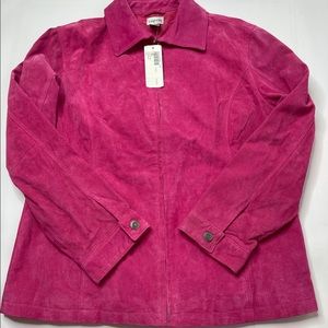 New Chico’s Pink Suede Leather Jacket
